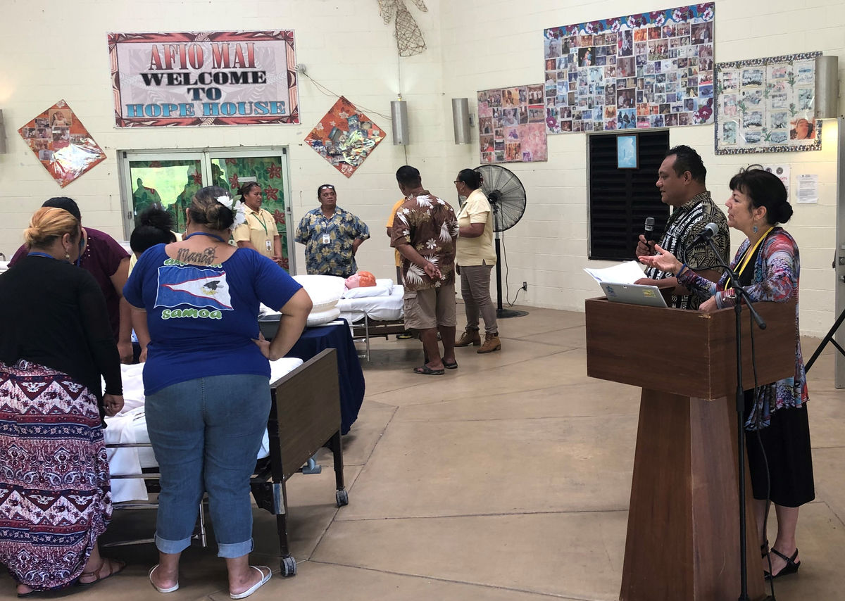 Nancy Allen training caregivers in American Samoa